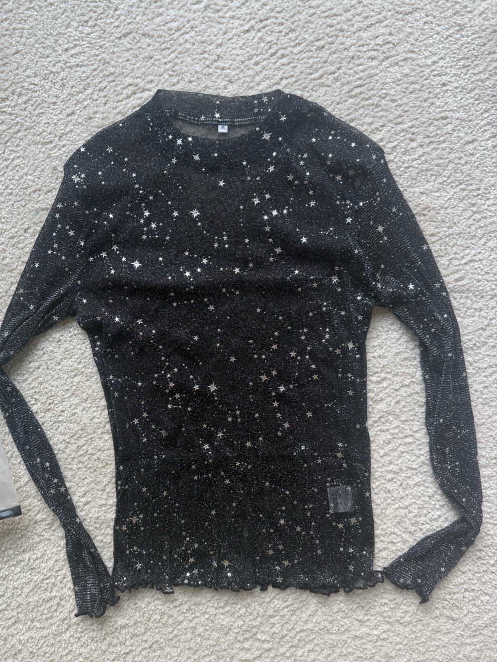 BRAND NEW Sparkle Star Crewneck Mesh top - Black